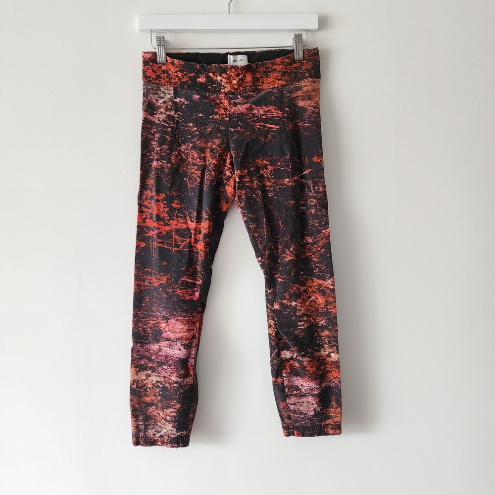 Helmut Lang Printed Leggings Womens Medium Red Midnight Floral Reflex Abstract